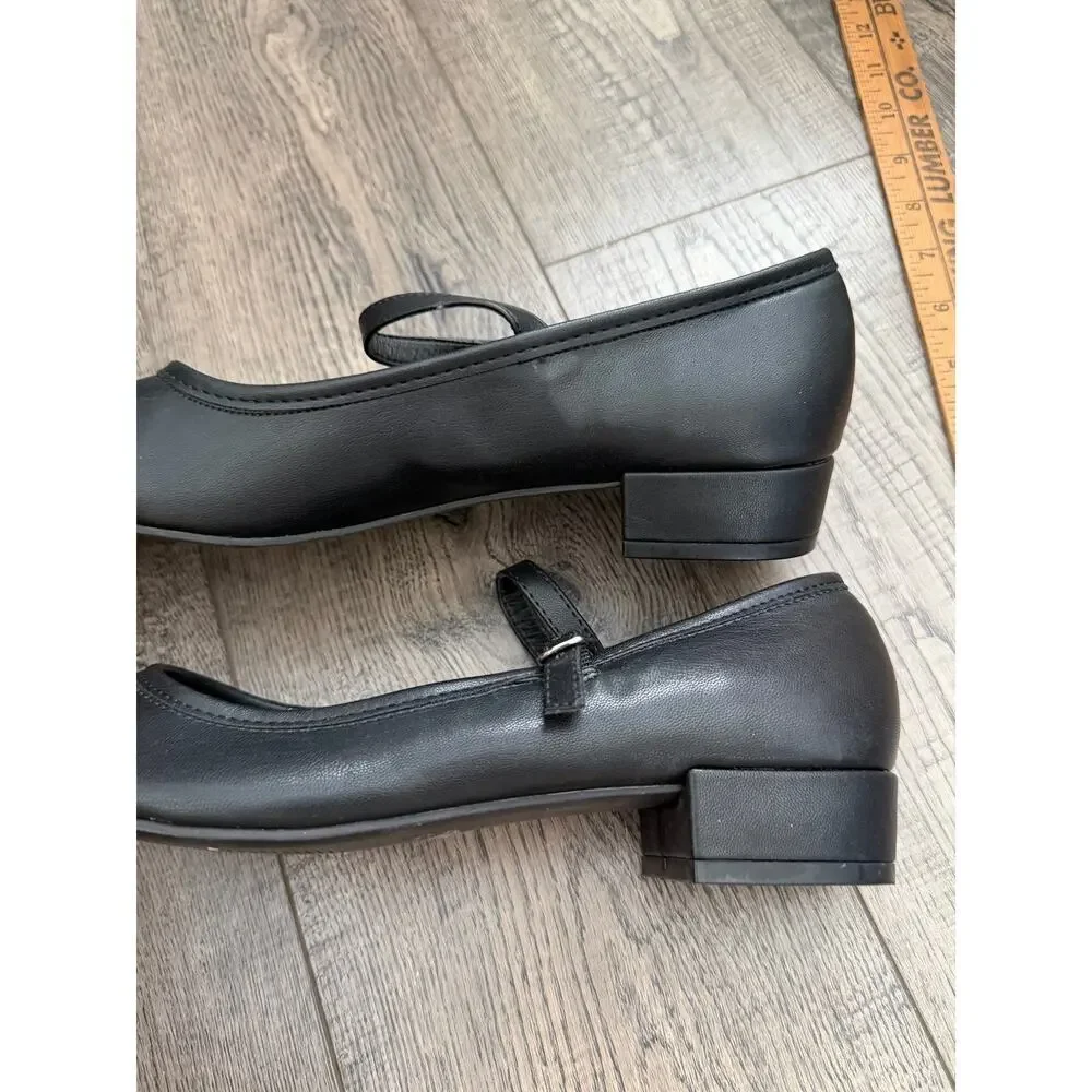 DV Dolce Vita Dollie Ballet Flat Size 7.5 Black Lather Round Toe Mary Jane Shoes